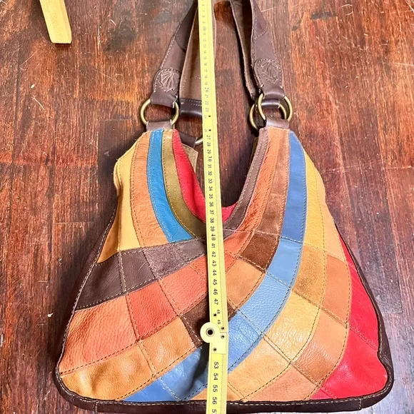 Colorful Patchwork Leather Hobo Bag - Picture 3 of 8